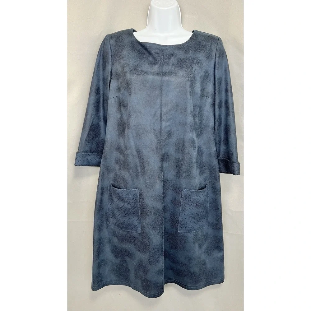 Joseph Ribkoff Joseph Ribkoff Textured Bodycon Sheath Blue 3/4 Sleeves Sz 12